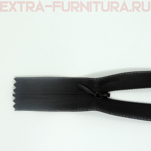 Молния потайная № 3, 70 см, цв. 322 черный п/э пл.9,3 гр/м