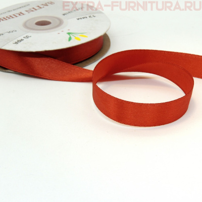 Лента атласная 12 мм цв. 060 темно-красный рул. 27,42м