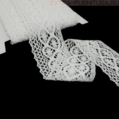 Тесьма вязаная арт.TBY-6368.02 шир.50мм, цв.02 белый, уп.10м