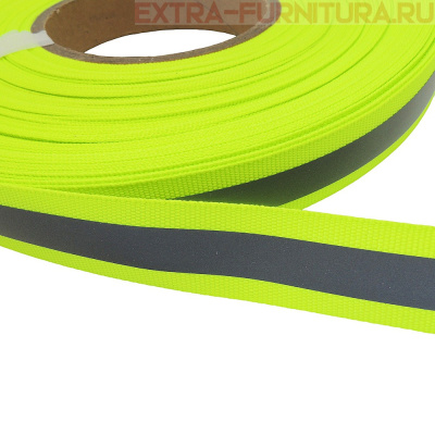 Стропа светоотражающая TBY отр.R200-280 шир.20мм, арт.SV.ST20y цв.желтый уп.50м